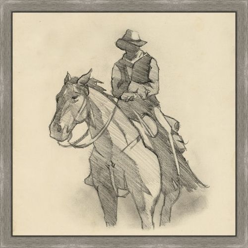 Somerset House 20X20 FRAMED CANVAS:"WESTERN RIDER SKETCH II"