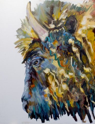 Somerset House 24x18 Wrapped Canvas Mirror Edge:"Buffalo On White"