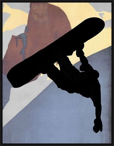 Somerset House 37.5X29.5 FLOAT FRAMED CANVAS:"SNOWBOARDING DUDE-EVENING LIGHT"