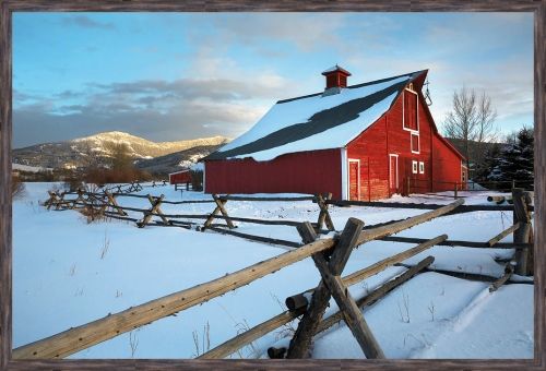 Somerset House 38X56 FRAMED 3D CANVAS:"RED BARN IN BOZEMAN"