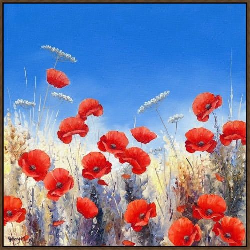 Somerset House 41.5X41.5 FLOAT FRAMED CANVAS:"POPPY MEADOW I"