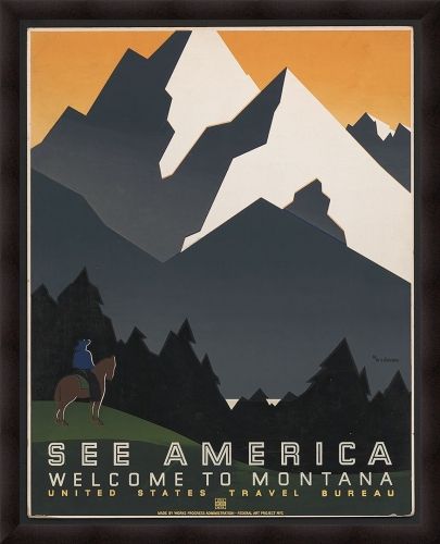 Somerset House 55.5X43.5 FLOAT FRAMED CANVAS:"MONTANA-SEE AMERICA"