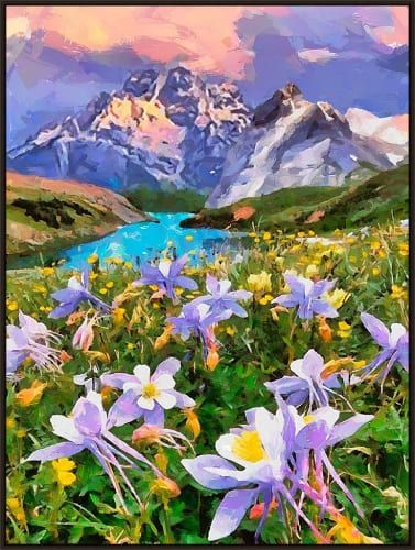 Somerset House 61.5X41.5 FLOAT FRAMED CANVAS:"MOUNTAIN MEADOWS III"