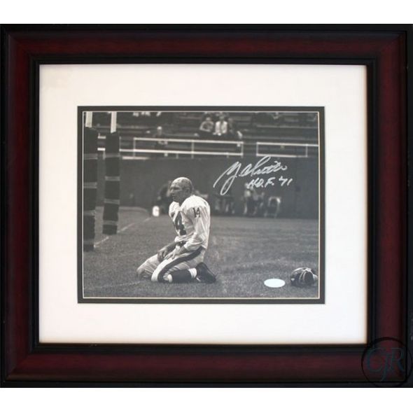 Sports Memorabilia Hand Signed Photograph:"YA Tittle Agony of Defeat Blood"