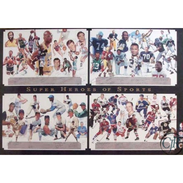 Sports Memorabilia Lithograph on Paper:"Super Heroes of Sports"