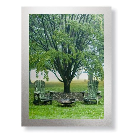 Stacy Bass Limited Edition Ready to Hang Giclee on Brushed Aluminum: "Moss Chairs"
