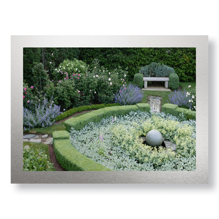 Stacy Bass Limited Edition Ready to Hang Giclee on Brushed Aluminum: "Rose Ladder Bench"