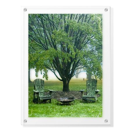 Stacy Bass Limited Edition Ready to Hang Giclee on Clear Acrylic: "Moss Chairs"