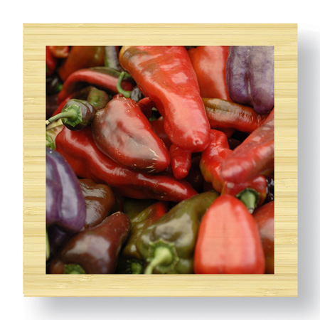 Stacy Bass Limited Edition Ready to Hang Giclee on Sustainable Bamboo: "Hot Peppers"