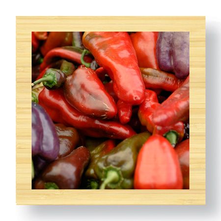 Stacy Bass Limited Edition Ready to Hang Giclee on Sustainable Bamboo: "Hot Peppers"