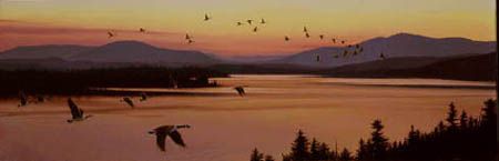 STEPHEN E LYMAN 36X12 Secondary Market Art: "SOUNDS OF SUNSET GCNV"