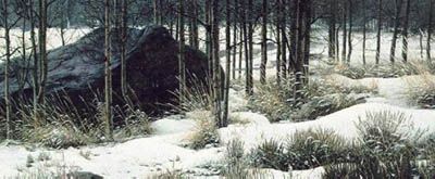 STEPHEN E LYMAN 37X17 Secondary Market Art: "WINTER SHADOWS"