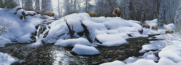 STEPHEN E LYMAN 48X17 Secondary Market Art: "HIGH CREEK CROSS GCNV"