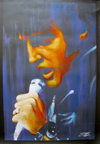 Stephen Fishwick Hand Signed Limited Edition Large Giclee on Canvas:"I Dream Elvis Presley"