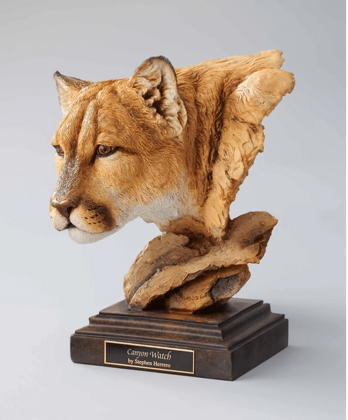 Stephen Herrero Limited Edition Sculpture: "Canyon Watch - Cougar"