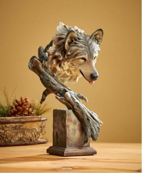 Stephen Herrero Studio Sculpture:"Survivor Wolf Bust"