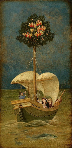 James Christensen Artist Proof Canvas Giclee:"The Holy Grail Travels to Britain" James Christensen Artist Proof Canvas Giclee:"The Holy Grail Travels to Britain"