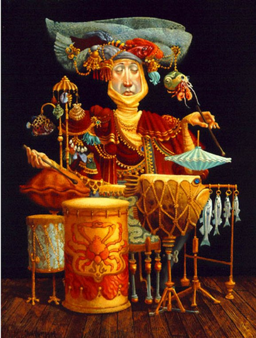 James Christensen Artist Signed Limited Edition Print:"Piscatorial Percussionist"