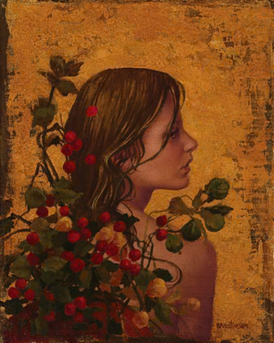 James Christensen Artist Signed Limited Edition Print:"Portrait with Red Berries"