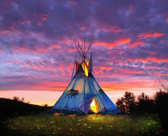 David Grant Artist Hand-signed Limited Edition Canvas Giclee:"Naugatuck Tipi" 