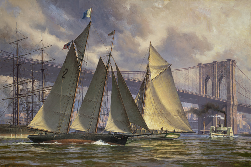 Don Demers Artist Signed Limited Edition Canvas Giclee:"PHANTOM, Outbound from New York, c 1890"