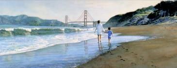 STEVE HANKS 13X32 Secondary Market Art: "MORNING BAKERS BEAC AP"