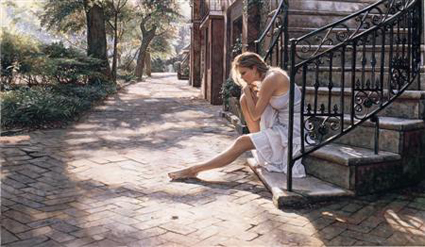 STEVE HANKS 17X28 Secondary Market Art: "ONE STEP AT A TIME"
