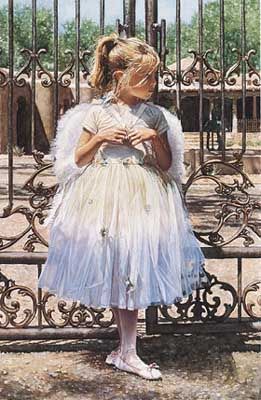 STEVE HANKS 23X15 Secondary Market Art: "ANGEL AT GATE W/CP"