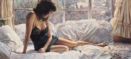 STEVE HANKS 25X11 Secondary Market Art: "BLACK LACE NIGHTGOWN"