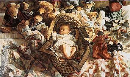 STEVE HANKS 27X16 Secondary Market Art: "NEW ARRIVAL"