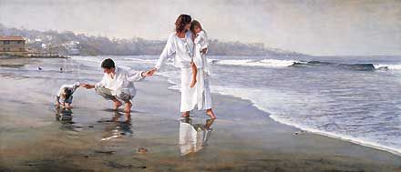 STEVE HANKS 34X16 Secondary Market Art: "HOLDING FAMILY TOGETHE"