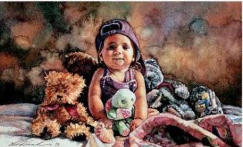 STEVE HANKS 7X12 Secondary Market Art: "MICHAELA & FRIENDS"
