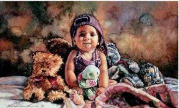 STEVE HANKS 7X12 Secondary Market Art: "MICHAELA & FRIENDS"