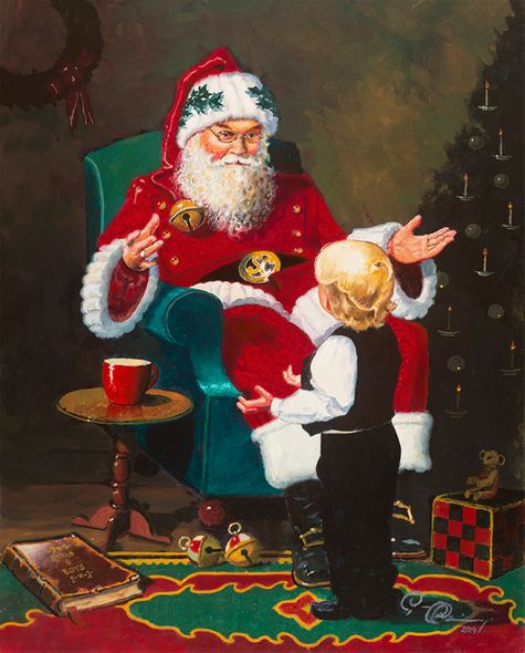 Dean Morrissey Open Edition Canvas Giclee:"Wonderstruck Santa"