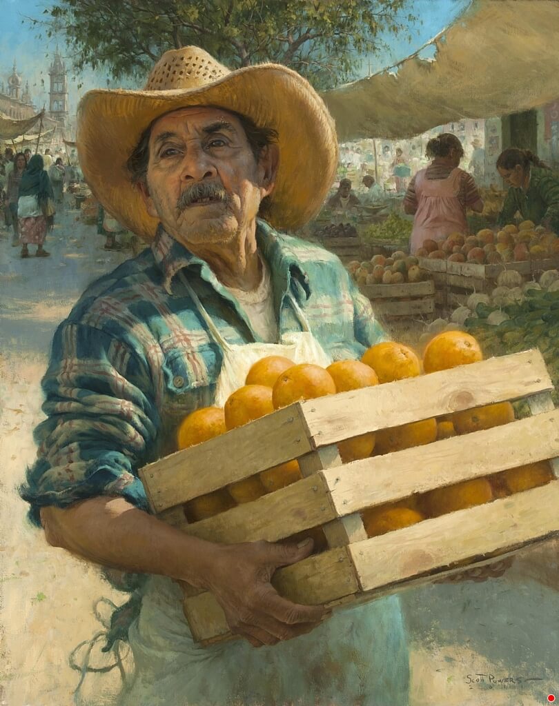 Scott Tallman Powers Limited Edition Canvas Giclee:"Naranjas En Venta"