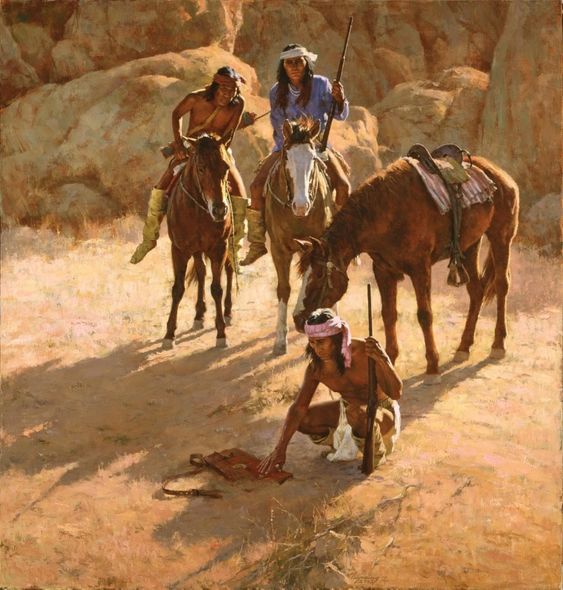 Howard Terpning Artist Signed Limited Edition Canvas Giclee:"The Missing Dispatch Case"