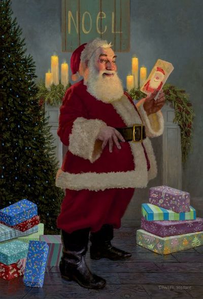 Daniel Horne Open Edition Gallery Wrap Canvas:"A Gift for Santa"