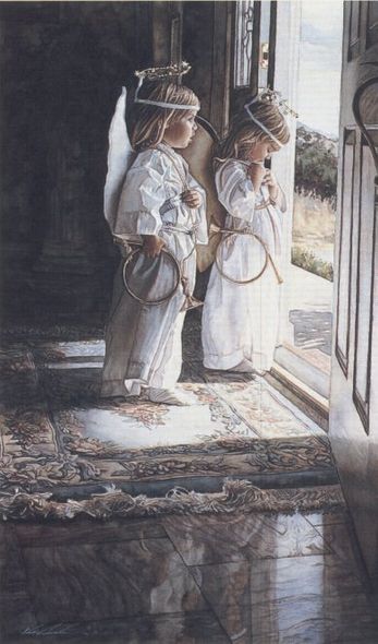 Steve Hanks Handsigned & Numbered Limited Edition Canvas Giclee:"Little Angels"