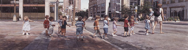 Steve Hanks Artist Signed Limited Edition Print:"Stringing the Children Along"