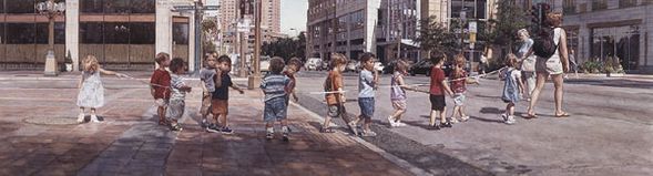 Steve Hanks Artist Signed Limited Edition Print:"Stringing the Children Along"