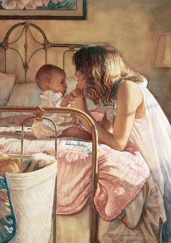 Steve Hanks Signed and Numbered Limited Edition Lithograph: "Mother Child Bond"