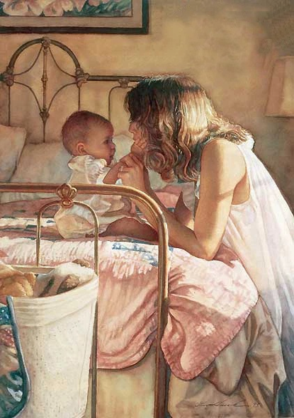 Steve Hanks Signed and Numbered Limited Edition Lithograph: "Mother Child Bond"