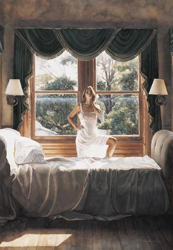 Steve Hanks Signed and Numbered Limited Edition Lithograph: "Savoring The Sun" Steve Hanks Signed and Numbered Limited Edition Lithograph: "Savoring The Sun"