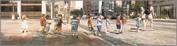 Steve Hanks Signed and Numbered Limited Edition Lithograph: "Stringing The Children Along"