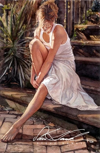 Steve Hanks Signed and Numbered Limited Edition Lithograph: "Thinking It Over" Steve Hanks Signed and Numbered Limited Edition Lithograph: "Thinking It Over"