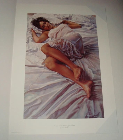 Steve Hanks Signed and Numbered Limited Edition Lithograph: "When Her Blue Eyes Close" Steve Hanks Signed and Numbered Limited Edition Lithograph: "When Her Blue Eyes Close"