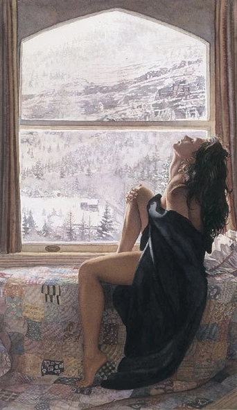 Steve Hanks Signed and Numbered Limited Edition Size Lithograph: "On The Warm Side Of Winter"