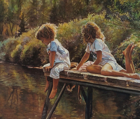 Steve Hanks Signed Limited Edition Offset Lithograph: "Watching And Reflecting" Steve Hanks Signed Limited Edition Offset Lithograph: "Watching And Reflecting"