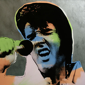 Steve Kaufman Limited Edition Silkscreen on Canvas:"Elvis State 2 Red Dusted"