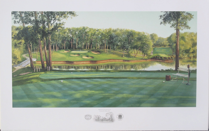 Steve Lotus Handsigned and Numbered Limited Edition Print:"1999 Medinah CC Course #3 Hole #17"